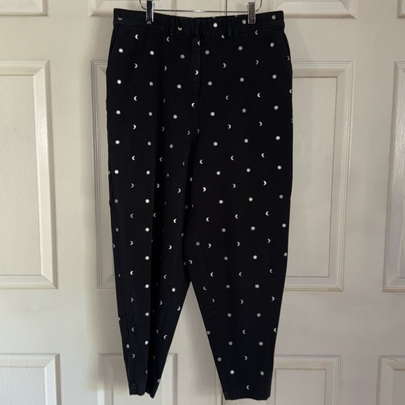 ModCloth Black With Metallic Silver Sun And Moon Pants - Picture 1 of 7